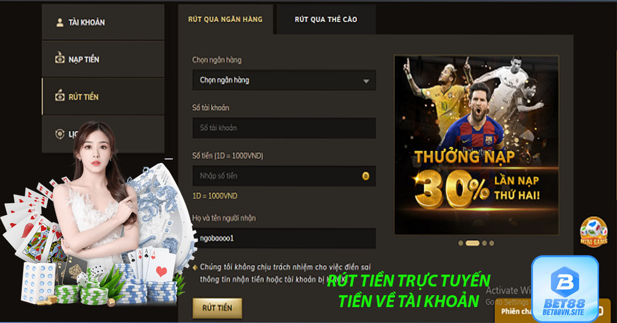 Những lưu ý khi rút tiền bet88