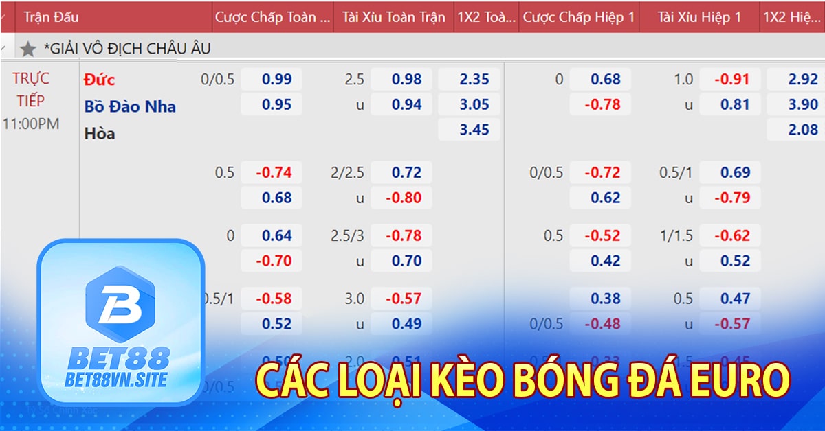 Các Loại Kèo Bóng Đá Euro